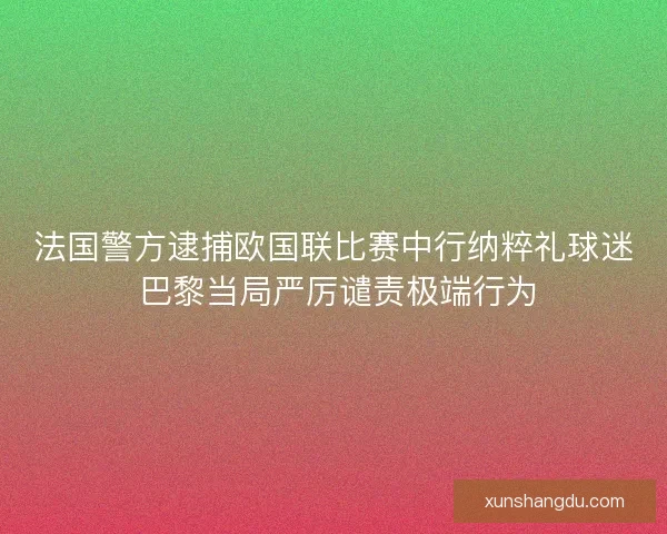 法国警方逮捕欧国联比赛中行纳粹礼球迷 巴黎当局严厉谴责极端行为