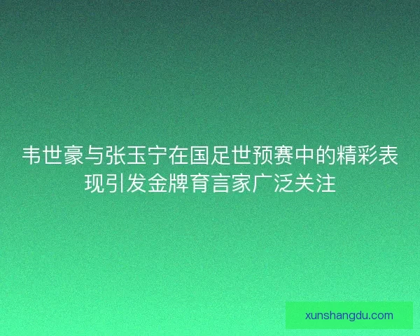 韦世豪与张玉宁在国足世预赛中的精彩表现引发金牌育言家广泛关注