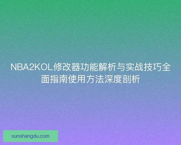 NBA2KOL修改器功能解析与实战技巧全面指南使用方法深度剖析