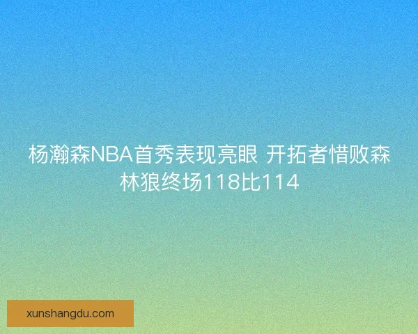 杨瀚森NBA首秀表现亮眼 开拓者惜败森林狼终场118比114 杨瀚森NBA首秀表现亮眼 开拓者惜败森林狼终场118比114